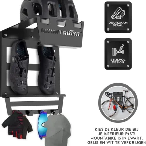 Mountabike WAVE Fiets muurbeugel Inclusief haken voor fiets accessoires Zwart