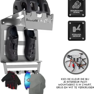 Mountabike WAVE Fiets muurbeugel Inclusief haken voor fiets accessoires Antraciet