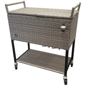 AXI Country Cooler Wicker Bruin - Koelbox met wielen - 76L inhoud - Koelbox met aftapkraan (kopie)