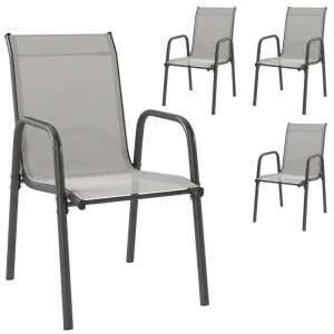 Nancy's Regalbuto Tuinstoelen - Balkonstoelen - Terrasstoelen - Set van 4 - Grijs