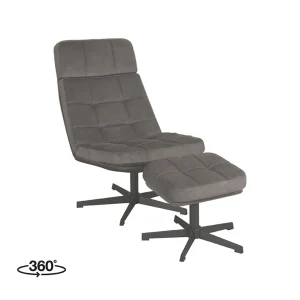 LABEL51 Relaxfauteuil Alvar - Antraciet Cosmo | Zwart Metaal - 53x57x83 cm